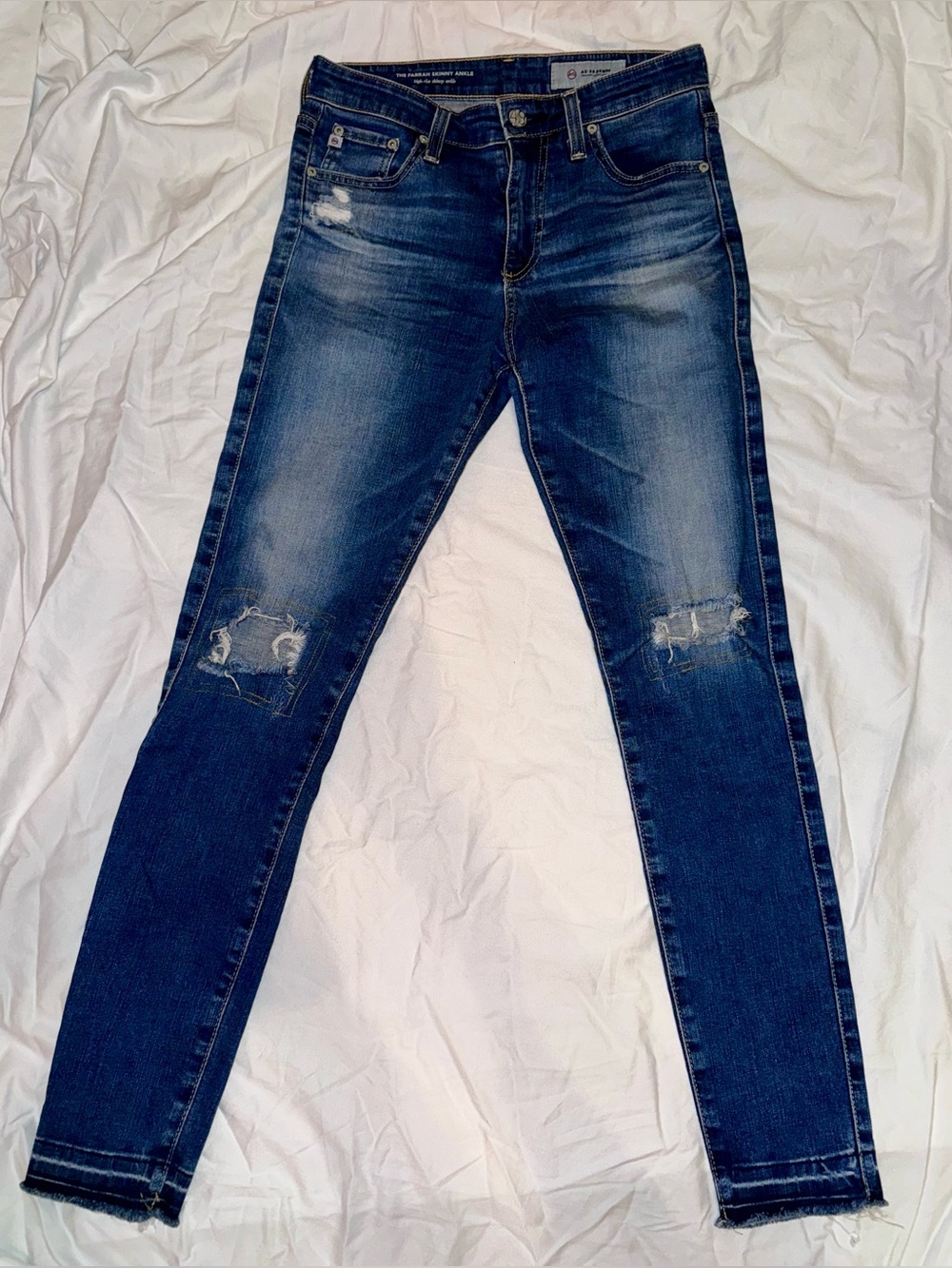 AG-ED Denim Adriano Goldschmied Farrah Skinny Ankle Jeans 27R Distressed